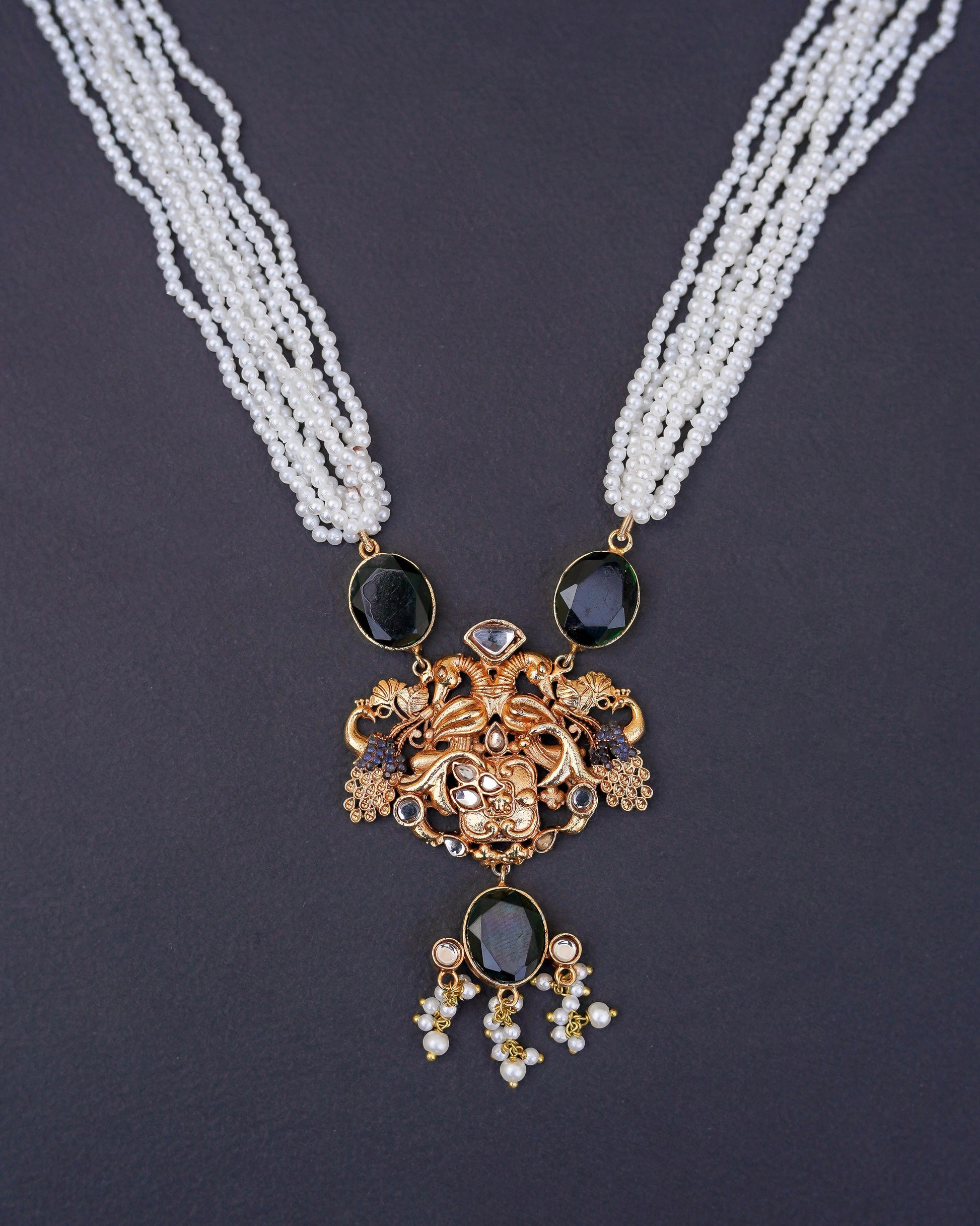 Handmade 18K Gold Plated Kundan Mala Necklace Jewelry