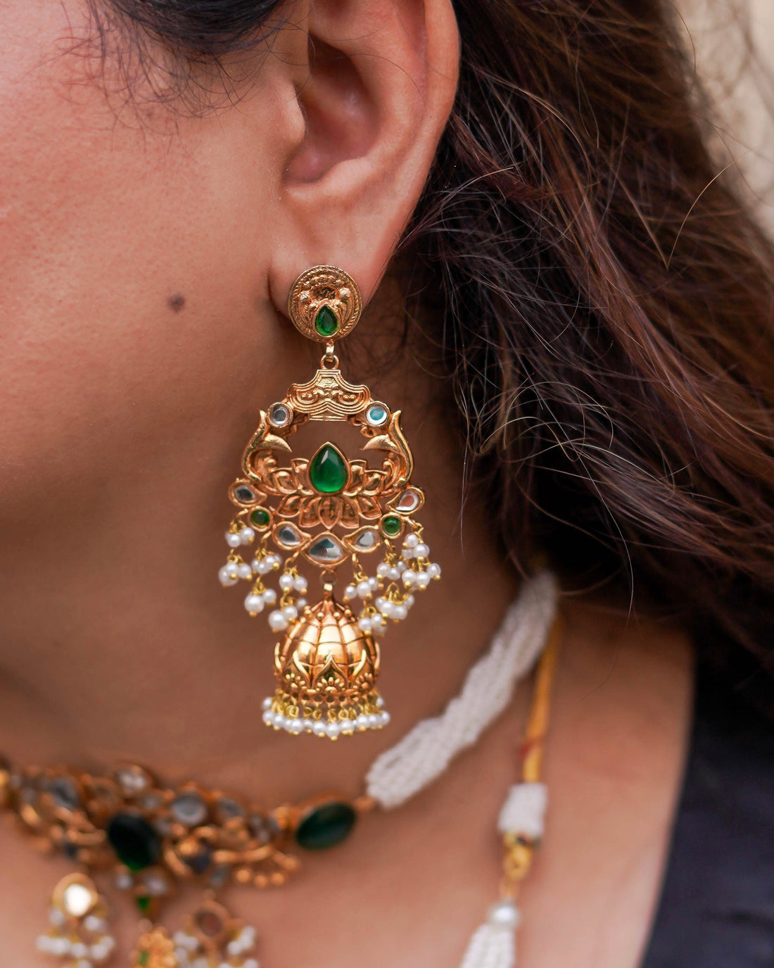 Handmade Gold Plated Kundan Earrings