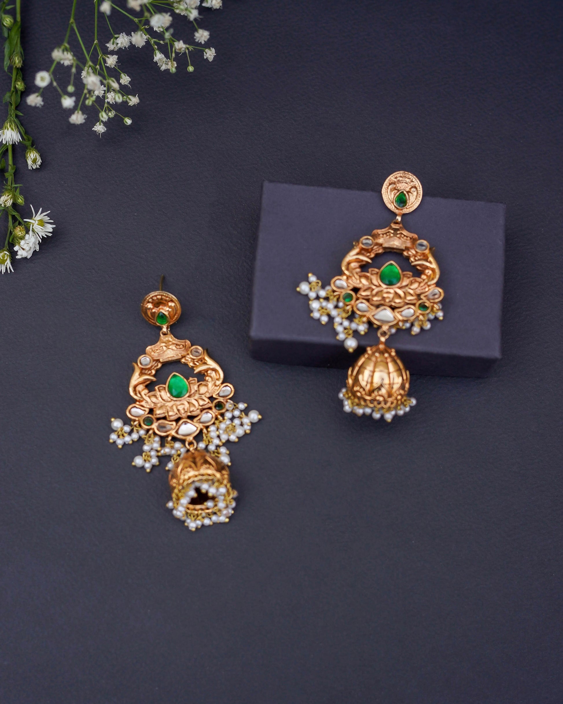 Handmade Gold Plated Kundan Earrings