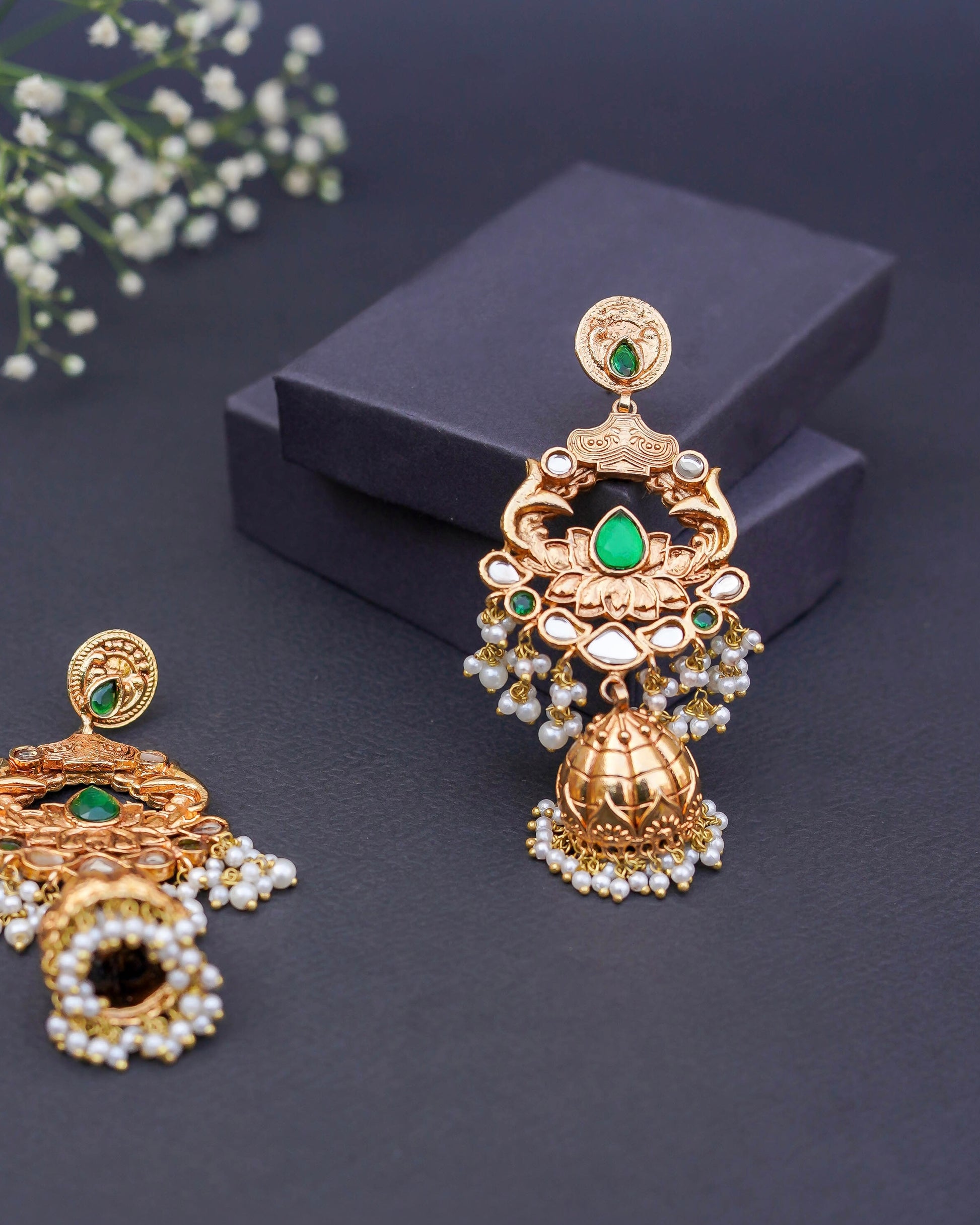 Handmade Gold Plated Kundan Earrings