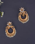 Handmade Gold Plated Kundan Earrings with Stones and Pearls