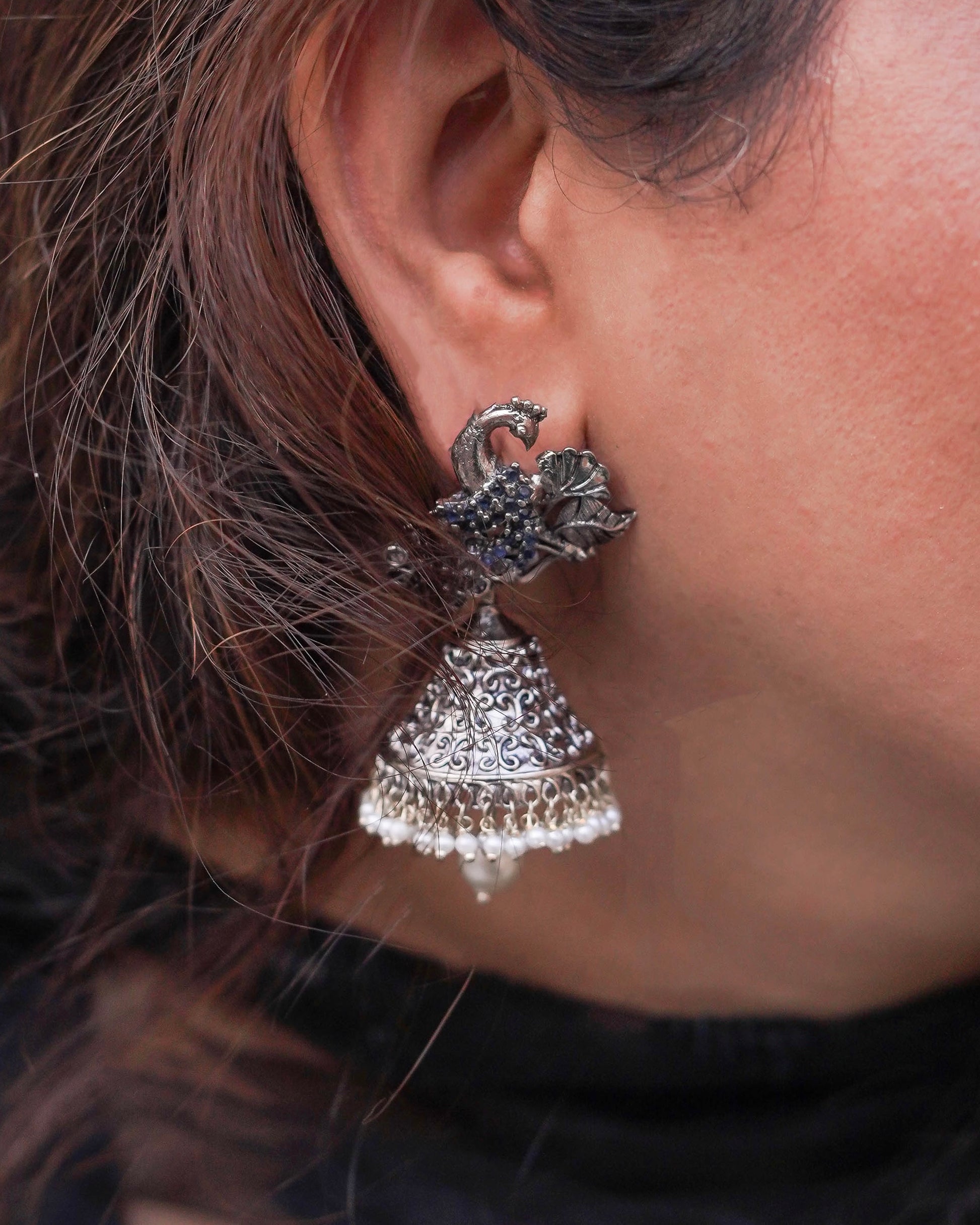 Indian Handmade Silver Plated Jhumka