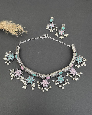 Taaliyaah Necklace Set Aqua & Lilac