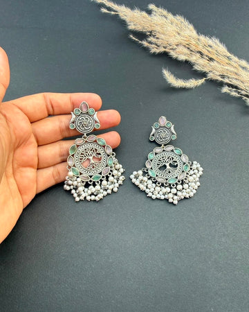 Zehal Earrings (aqua and lilac)