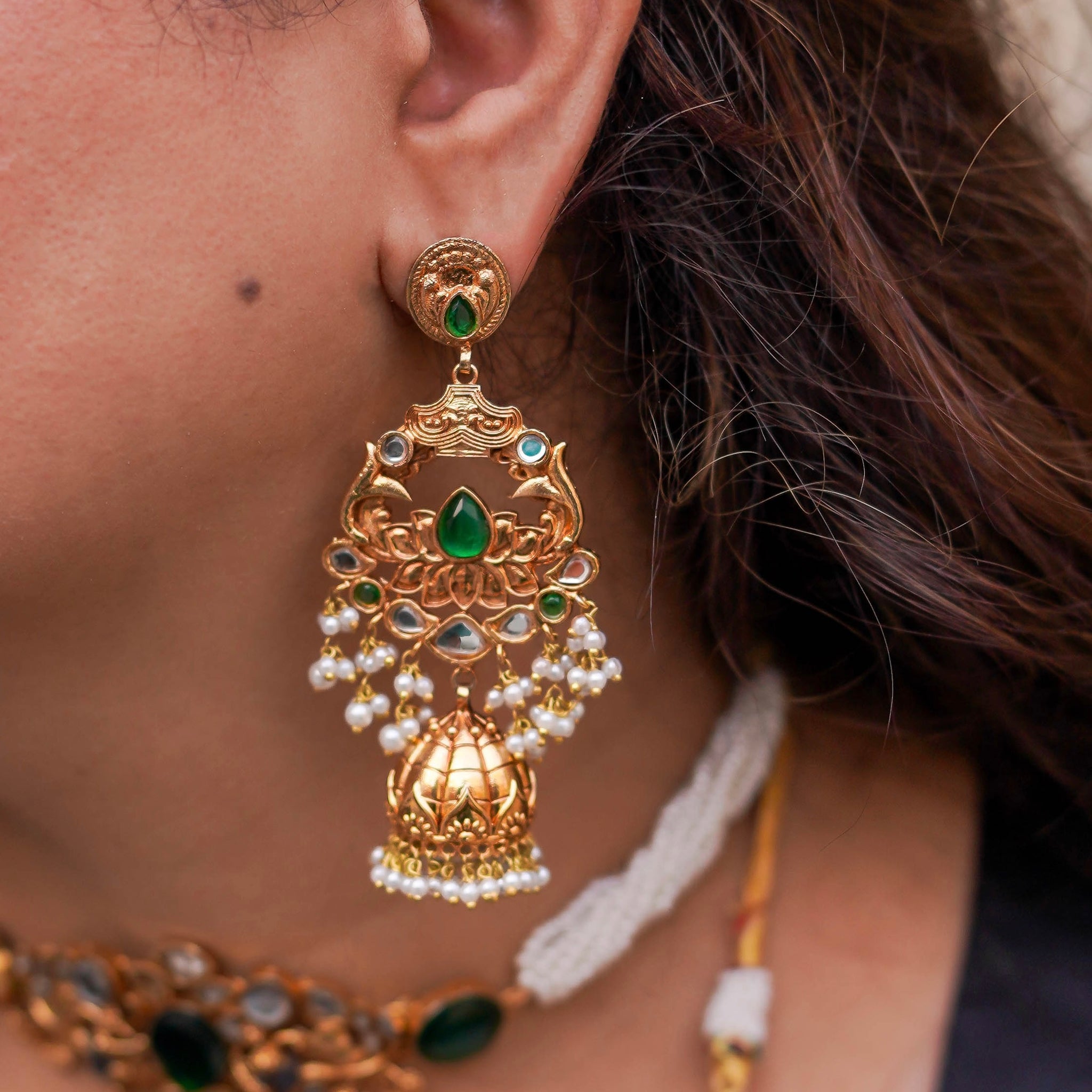 Handmade Gold Plated Kundan Earrings 