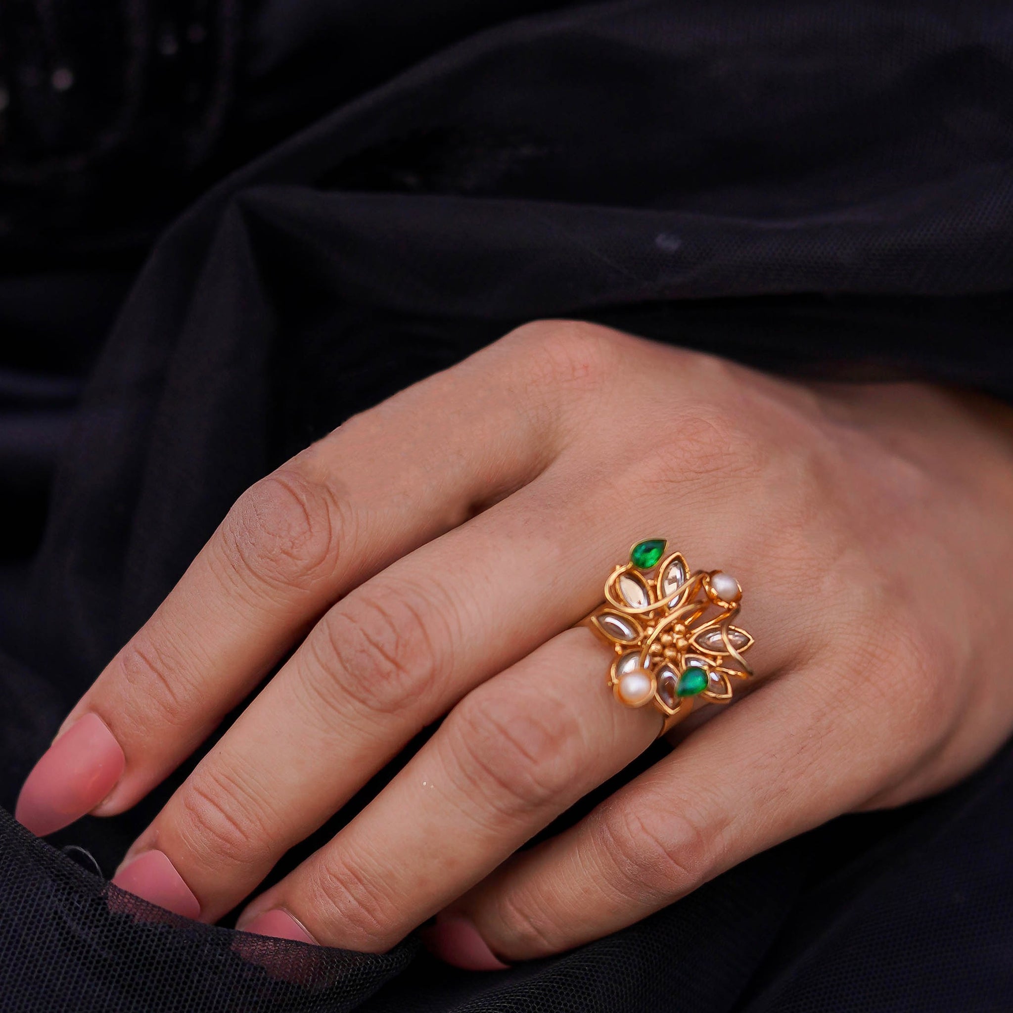 Sayyad Gold Plated Kundan Ring