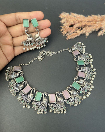 Abisa Necklace Set Aqua&Lilac